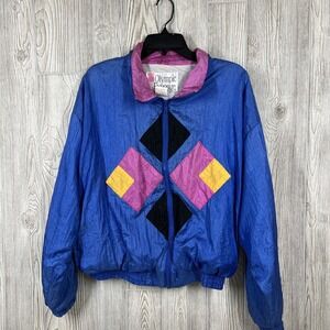 Vintage Olympic Exposure Women's 80s Windbreaker Jacket‎ Zip Up Pockets Medium